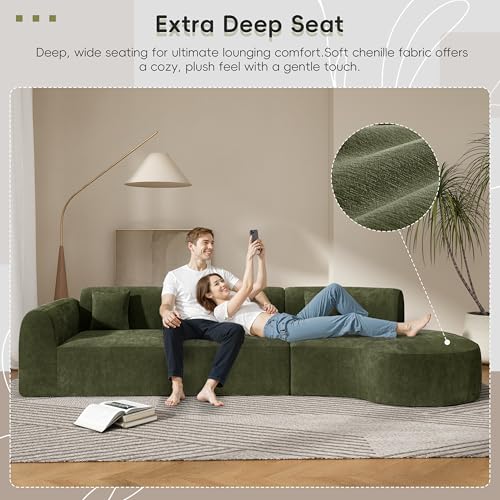 140" Curved Sectional Sofa Set – 7-Seat Modern Cloud Couch with Chaise Lounge
