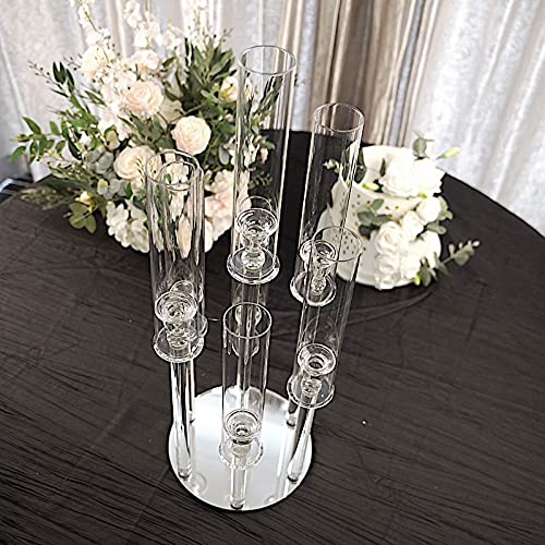 33-Inch Clear 7-Arm Glass Candelabra Candle Holder