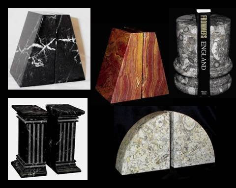 Extra Large Black Marble Bookends – Heavy Stone Book Ends