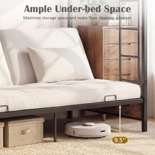 Twin Over Twin Futon Bunk Bed with Ladders & Guardrails
