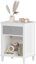 Wooden Nightstand with Drawer & Open Shelf