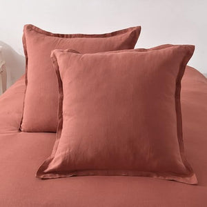 Washed Linen Euro Pillow Shams Set of 2 – 26x26 Ruffled Style