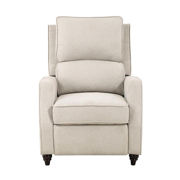 Push Back Recliner Chair – Fabric Upholstered, Solid Wood Frame