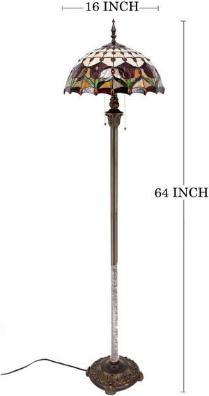 Tiffany Floor Lamp – Red Amber Tulip Stained Glass