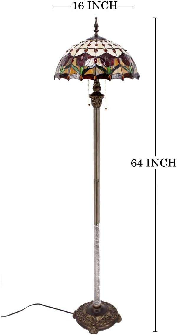Tiffany Floor Lamp – Red Amber Tulip Stained Glass