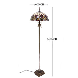 Tiffany Floor Lamp – Red Amber Tulip Stained Glass