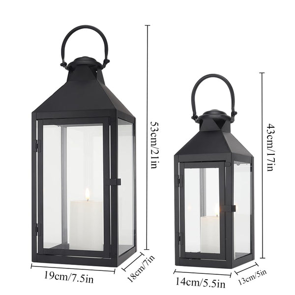 Vintage Metal Candle Lanterns Set of 2 – Indoor & Outdoor Hanging Lanterns