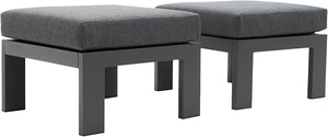 Outdoor PE Wicker Ottoman Set of 2