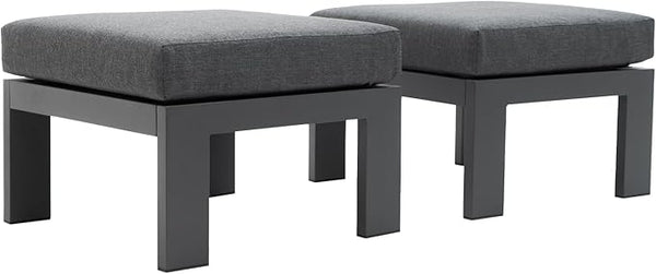 Outdoor PE Wicker Ottoman Set of 2