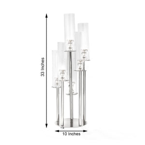33-Inch Clear 7-Arm Glass Candelabra Candle Holder