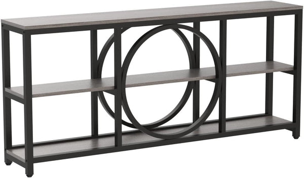 70.9" 3-Tier Console Table | Metal Frame & Wood Shelves