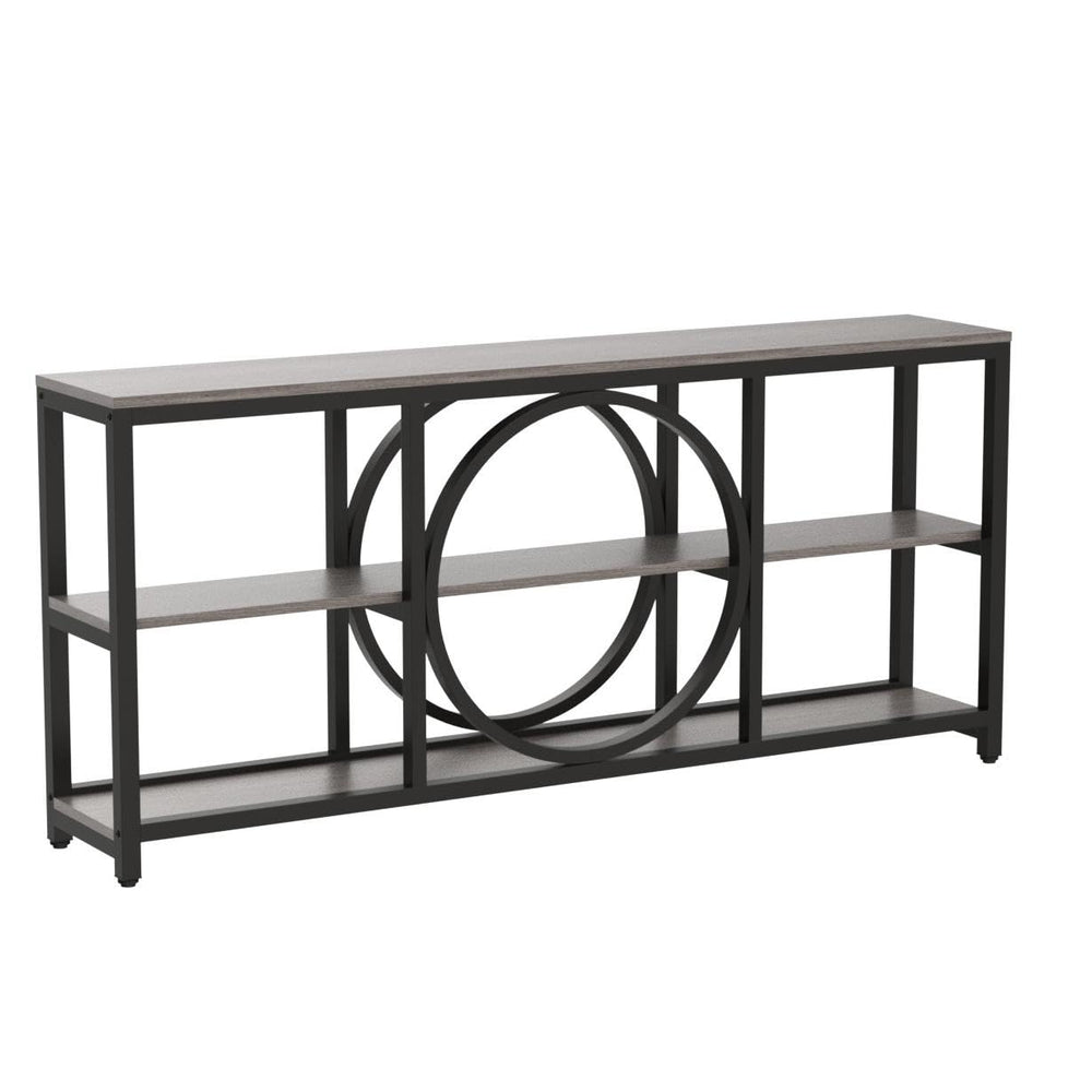 70.9" 3-Tier Console Table | Metal Frame & Wood Shelves
