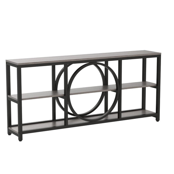 70.9" 3-Tier Console Table | Metal Frame & Wood Shelves