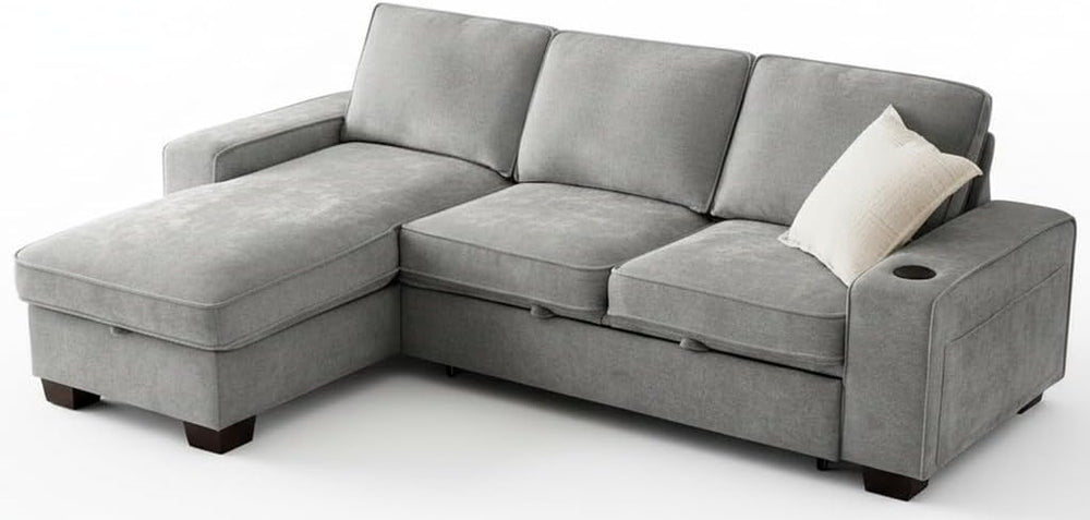 L-Shaped Convertible Sofa Bed with Storage