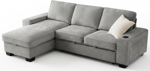 L-Shaped Convertible Sofa Bed with Storage