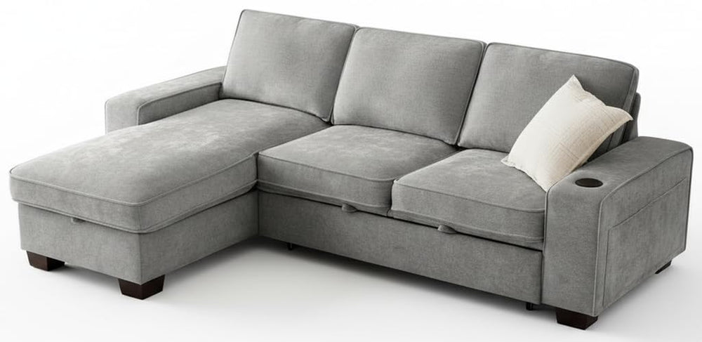 L-Shaped Convertible Sofa Bed with Storage