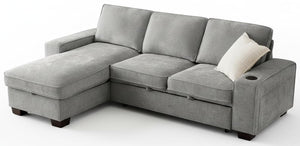 L-Shaped Convertible Sofa Bed with Storage