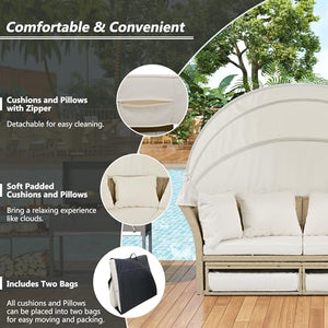 Outdoor Convertible Patio Daybed with Retractable Canopy