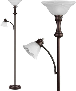 71" Arc Floor Lamp with Frosted Glass Shade & Adjustable Reading Light