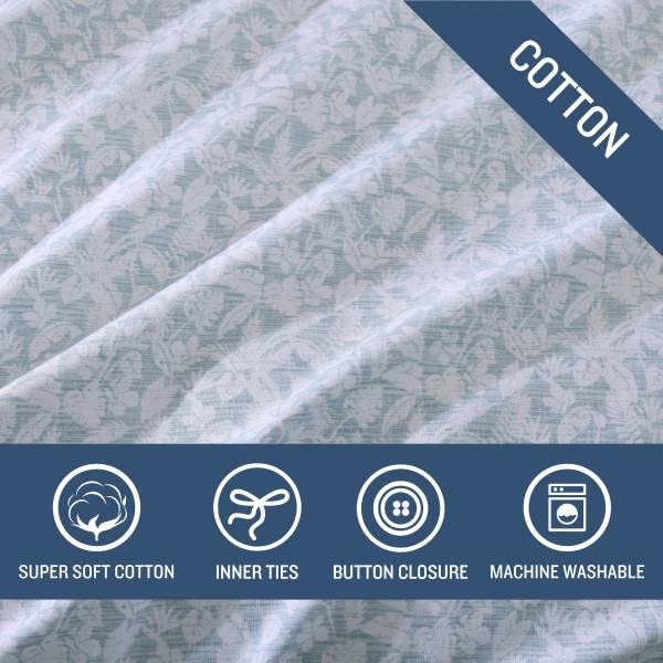 Tropical Floral Cotton Duvet Cover Set with Shams