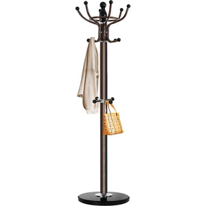 Freestanding Coat Rack with Marble Base & Multi-Hook Hall Tree