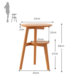 2-Tier Solid Wood End Table | Mid-Century Modern Side Table