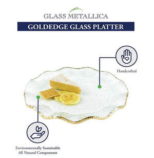 Gold Leaf Glass Platter – 13" Round Charger Plate
