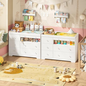 Kids Dresser with 6 Drawers & Open Shelf