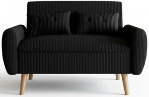 48" Corduroy Loveseat Sofa with Tufted Back & Tapered Legs