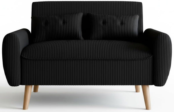 48" Corduroy Loveseat Sofa with Tufted Back & Tapered Legs