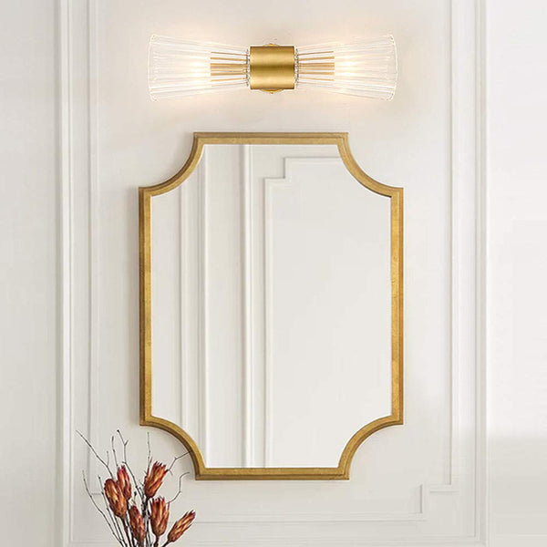 Mid-Century Modern 2-Light Wall Sconce – Gold Glass Shade