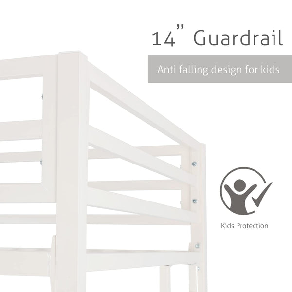 Twin Over Twin Metal Bunk Bed with Ladder & Guardrail