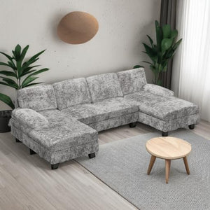 U-Shaped Sectional Sofa with Double Chaise & Memory Foam