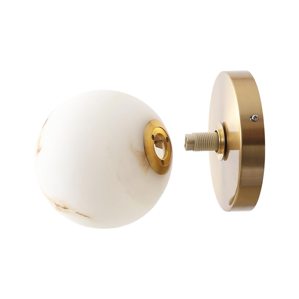 Gold Globe Wall Sconce with Marble Resin Shade