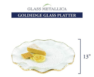 Gold Leaf Glass Platter – 13" Round Charger Plate