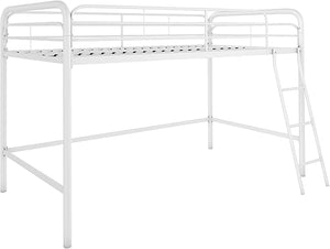 Junior Metal Loft Bed with Ladder & Guardrails – Twin & Full