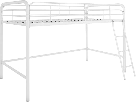 Junior Metal Loft Bed with Ladder & Guardrails – Twin & Full