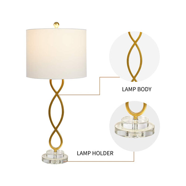 Crystal Base Table Lamps Set of 2 – 3-Way Dimmable Buffet Lamps