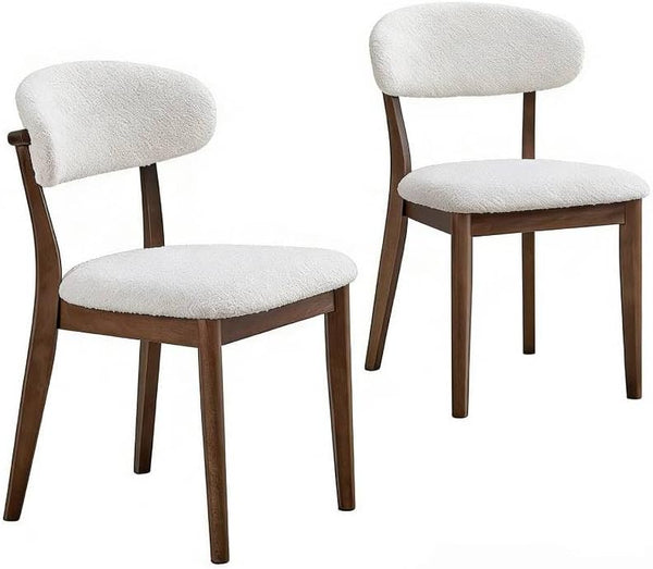 Mid-Century Modern Upholstered Wood Dining Chair — Set of 2