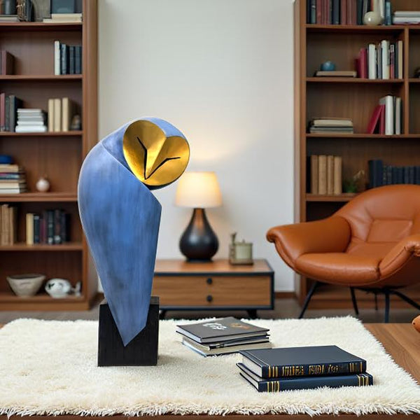 Resin Owl Sculpture – 15-Inch Handmade Home Decor Statue