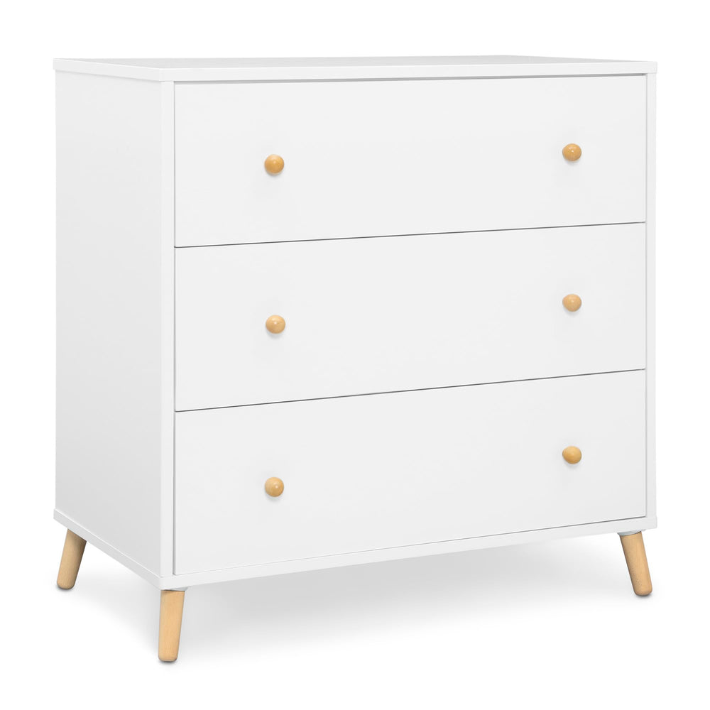 3-Drawer Dresser with Interlocking Drawers – White/Natural