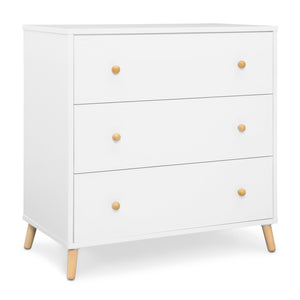 3-Drawer Dresser with Interlocking Drawers – White/Natural