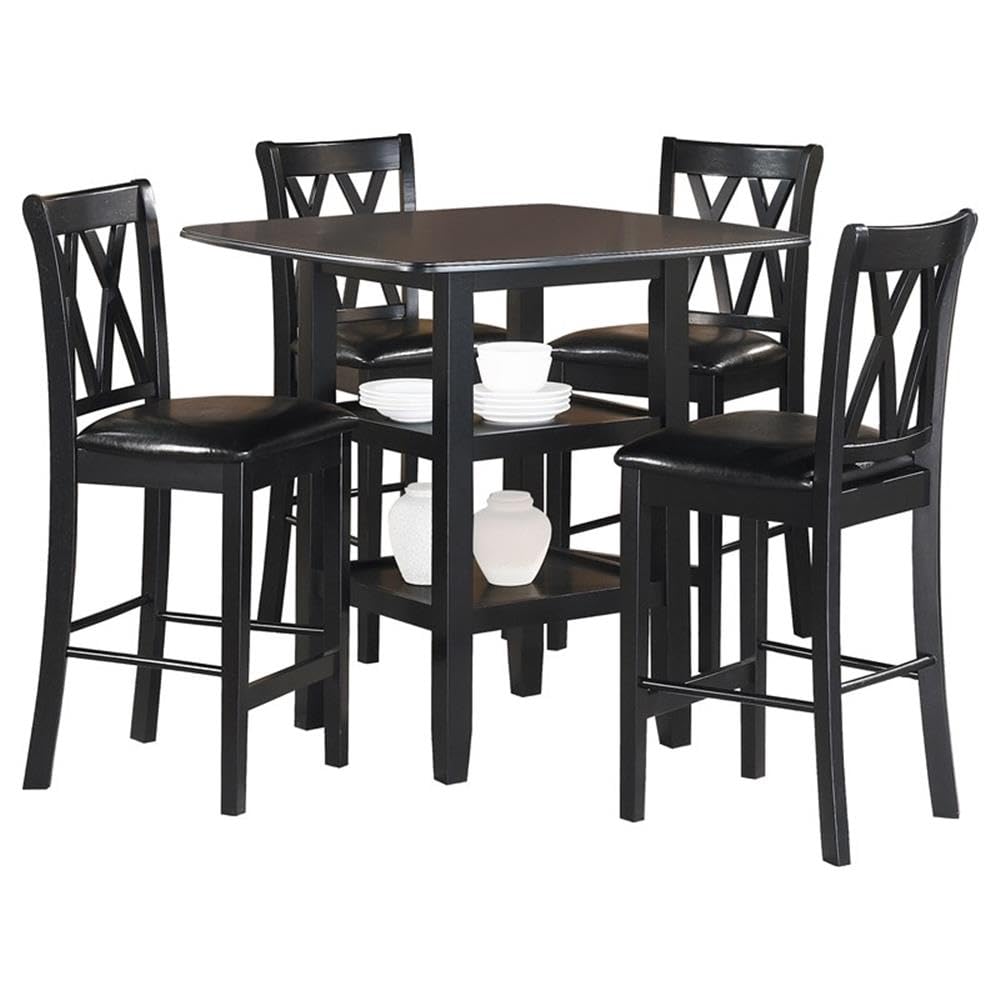 5-Piece Counter Height Dining Set – Solid Wood Table & 4 X-Back Chairs