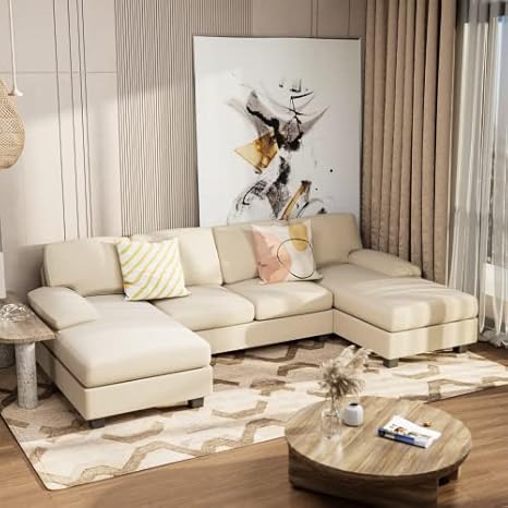 U-Shaped Sectional Sofa with Double Chaise & Memory Foam