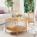 4-Piece Boho Living Room Table Set with 60" TV Stand, Coffee Table & Side Tables