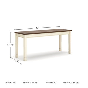 Rectangular Dining Bench – White & Brown
