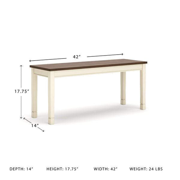 Rectangular Dining Bench – White & Brown