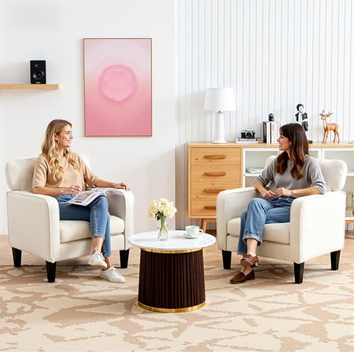 Mid-Century Accent Chair Set of 2 – Upholstered Lounge Chair with Armrest