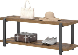 Entryway Bench with Shoe Storage, Industrial Style, 47"