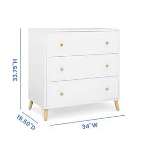 3-Drawer Dresser with Interlocking Drawers – White/Natural